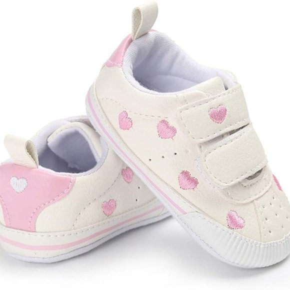 Adorable Pink Heart Infant Sneakers - Perfect for Your Little Fashionista! - Picture 3 of 7